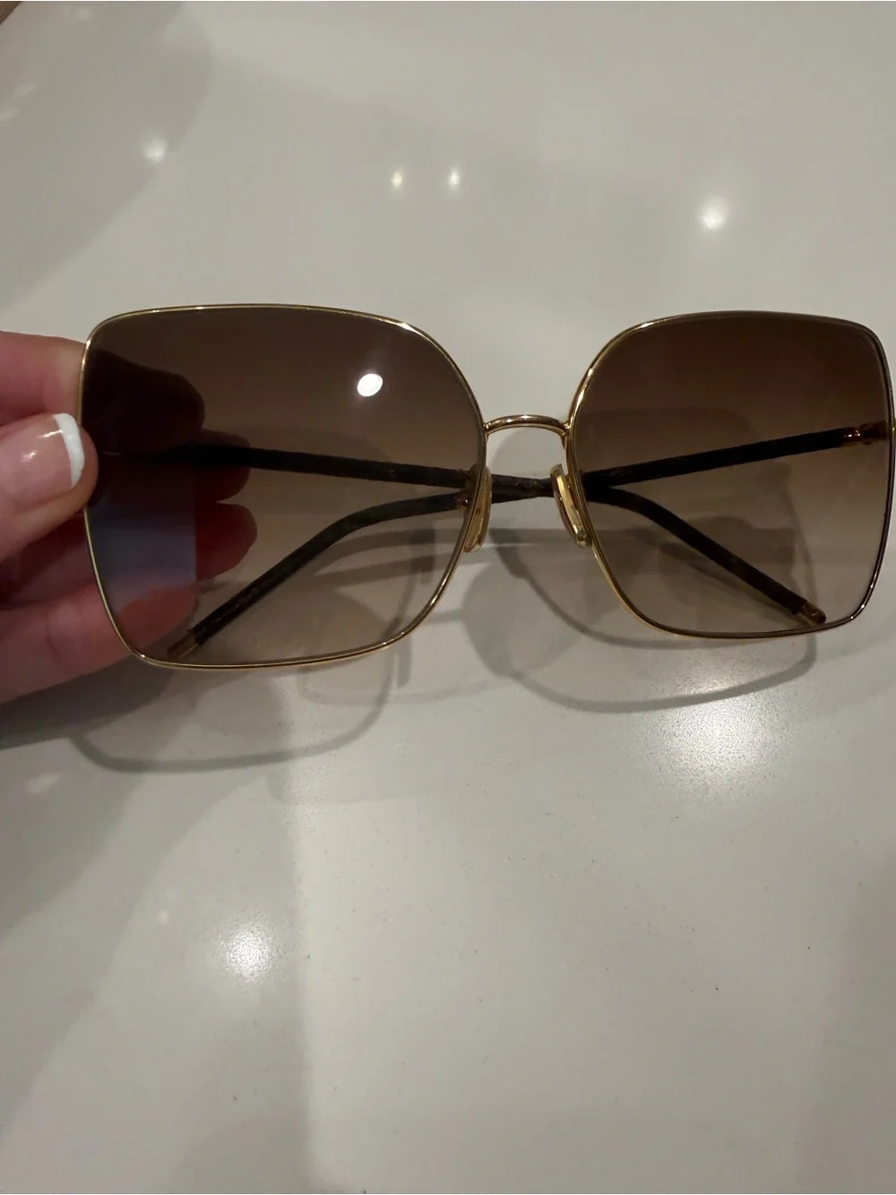 Louis Vuitton Gold Frame Brown Gradient Lens Oversized Sunglasses